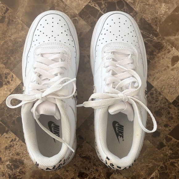 White Nikes with Leopard Print Swoosh - Picture 4 of 7